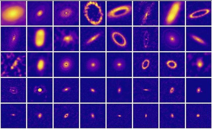 Imágenes de 73 discos. Solo una fracción de los discos se extiende más allá de la órbita de Neptuno, en comparación con nuestro Sistema Solar. La mayoría de los discos observados son pequeños y no presentan estructuras como huecos ni anillos.