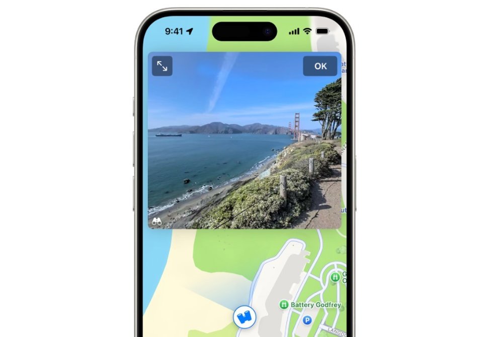 Vista panorámica de Apple Maps en un iPhone