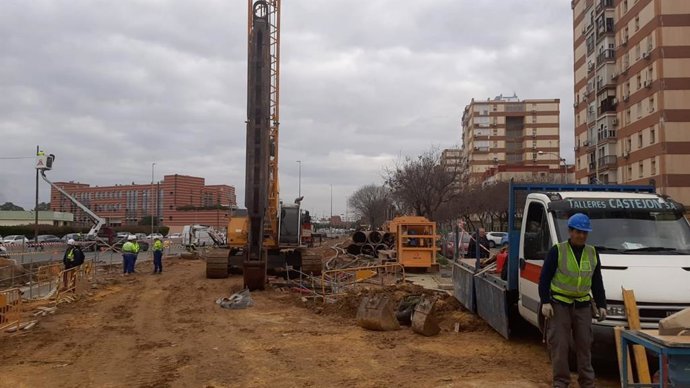 Imagen de las obras de la Línea 3 del Metro de Sevilla.