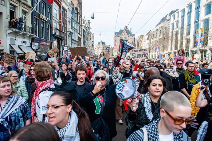 Manifestación propalestina en Ámsterdam, Países Bajos