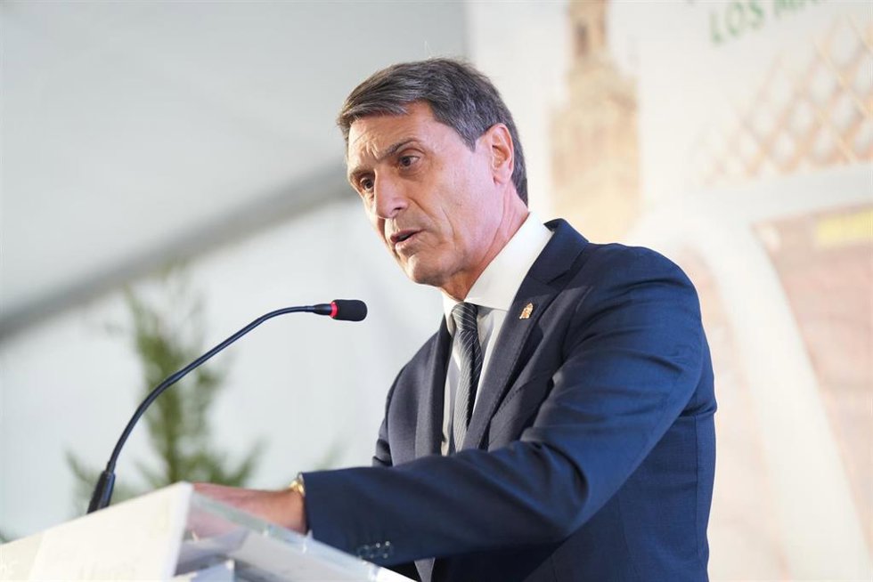 Archivo - El delegado de Gobierno en Andalucía, Pedro Fernández, durante su intervención en el acto de inicio de obras. A 25 de septiembre de 2024, en Sevilla (Andalucía, España).
