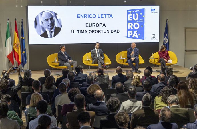 Acto de presentación del libro 'Europa. Última oportunidad' de Enrico Letta y que ha contado con la presencia de Carlos Cuerpo y Antonio Garamendi.