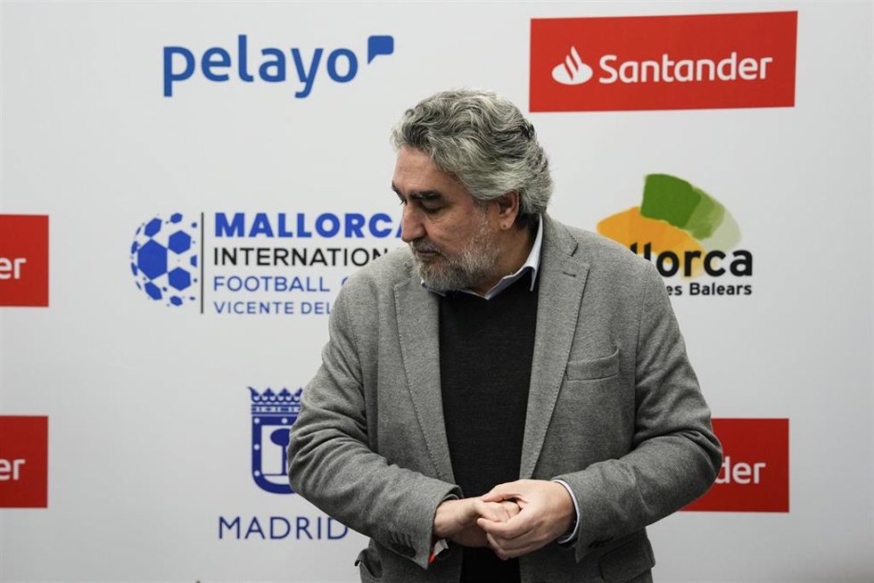 Jose Manuel Rodriguez Uribes during the presentation of the Vicente del Bosque Football Academy 2025 at Santander Work Cafe on March 27, 2025, in Madrid, Spain.