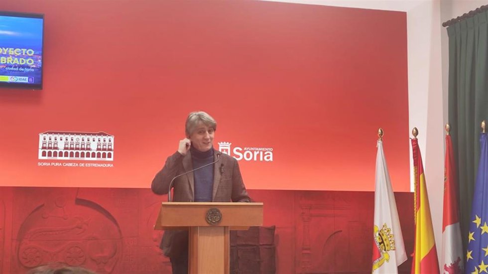 Martínez durante la rueda de prensa de este jueves en Soria.