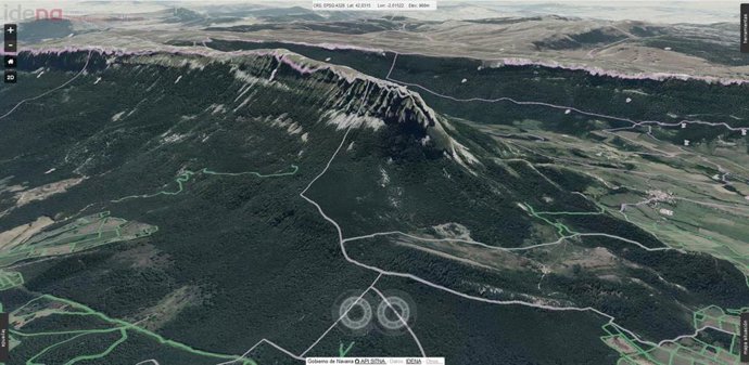 Imagen de la sierra de San Donato en 3D del visor IDENA.