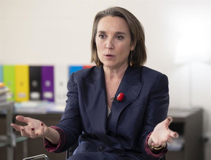 Archivo - La secretaria general del PP, Cuca Gamarra, durante una entrevista para Europa Press, en la sede del PP, a 27 de diciembre de 2024, en Madrid (España). Gamarra es, desde 2022, secretaria general del Partido Popular. Además, entre 2020 y 2023 fue