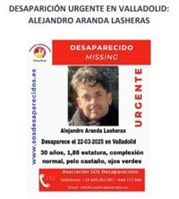 Continúa la búsqueda de Alejandro Aranda en Valladolid y amigos y familiares organizan grupos para localizarle