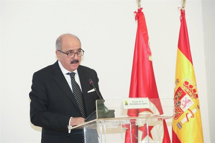 El ministro de Asuntos Exteriores de Túnez, Muhamad Alí Nafti, en un acto en Casa Árabe (Madrid).