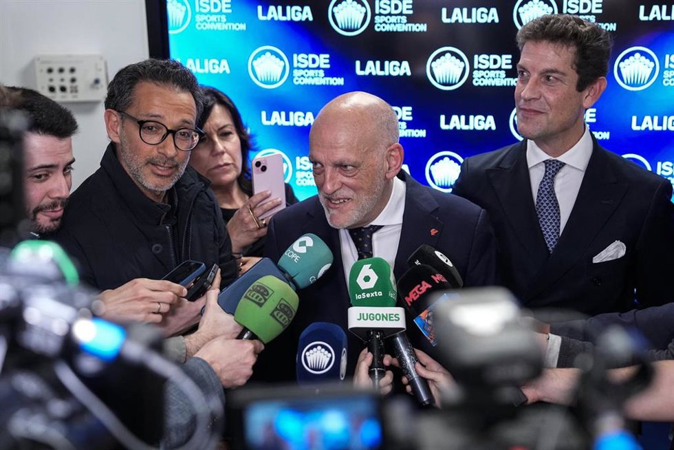 El presidente de LaLiga, Javier Tebas, en la presentación de la sexta edición del ISDE Sports Convention.