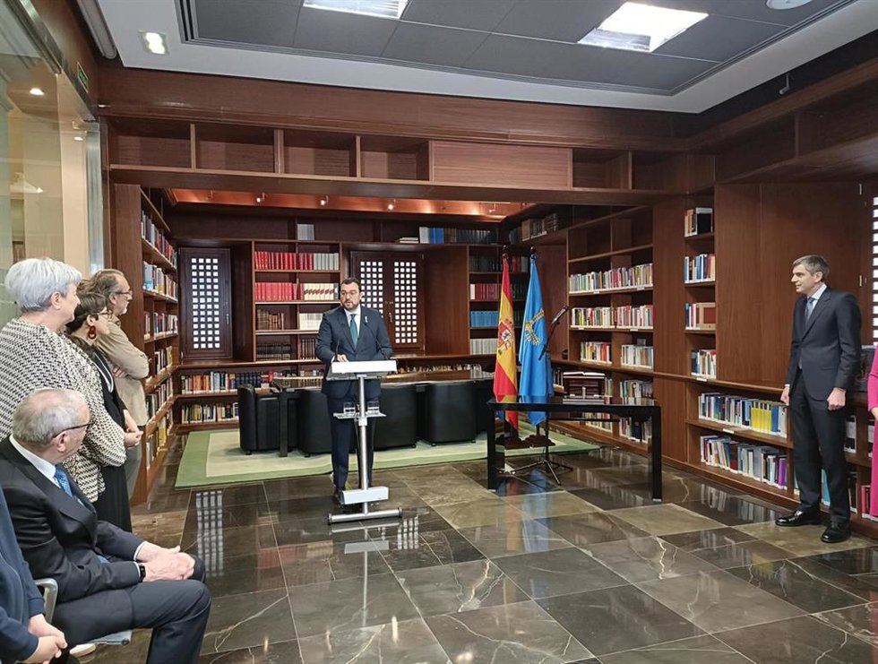 Intervención del presidente del Principado de Asturias, Adrián Barbón, en el acto de toma de posesión del nuevo presidente del Consejo Consultivo asturiano, Pablo Baquero.