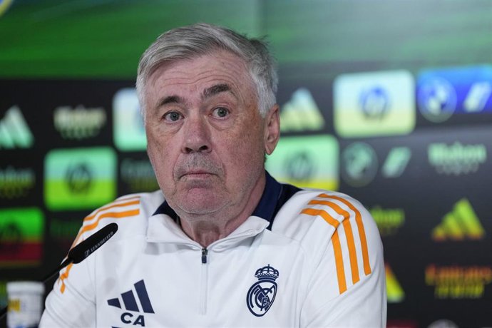 El entrenador del Real Madrid, Carlo Ancelotti, en rueda de prensa.
