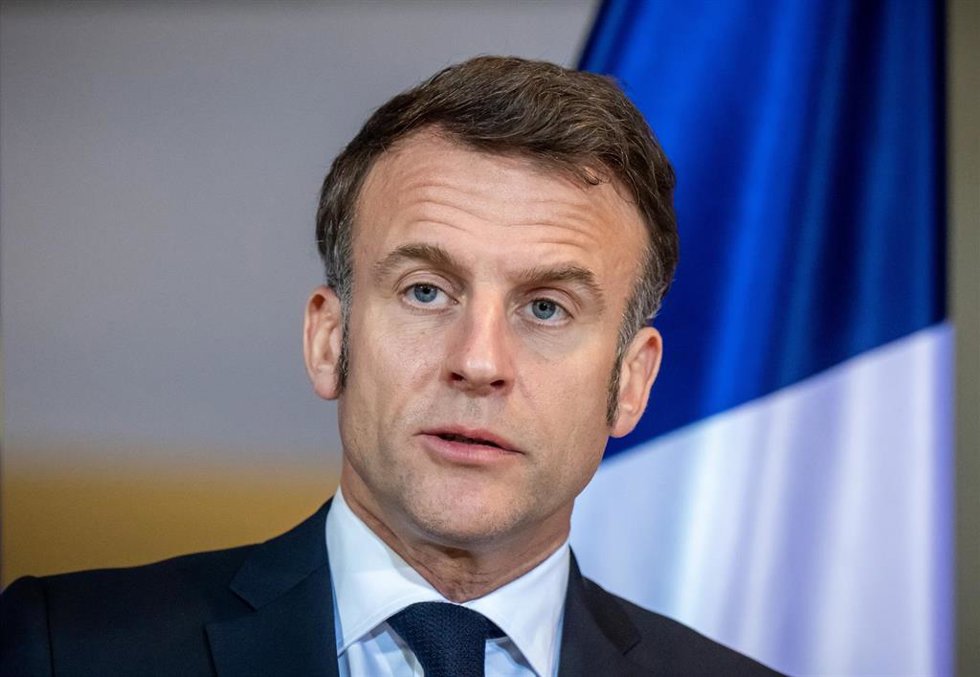 El presidente de Francia, Emmanuel Macron, durante una rueda de prensa en la capital de Alemania, Berlín (archivo)