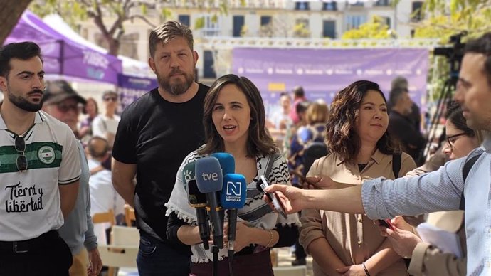 La secretaria general de Podemos, Ione Belarra, este sábado en Málaga.