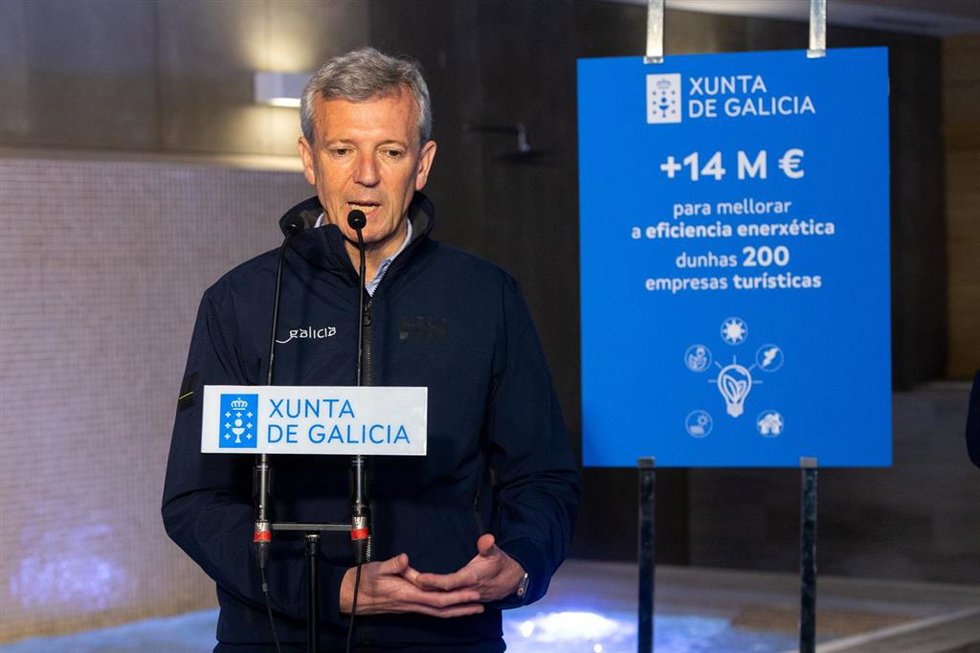 El presidente de la Xunta, Alfonso Rueda, interviene en un acto en O Pino (A Coruña).