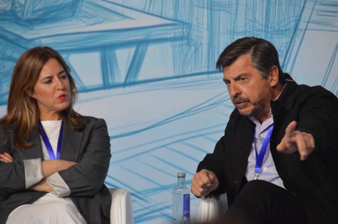 Toni Martín, este sábado durante su intervención en la Interparlamentaria del PP, en Sevilla