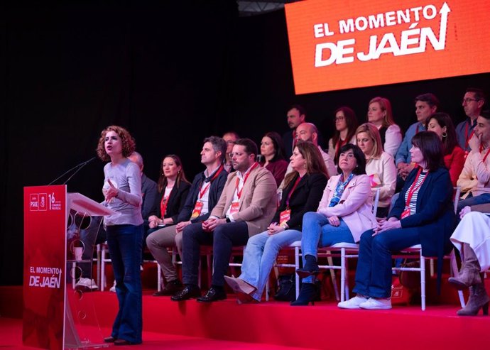 La secretaria general del PSOE-A y ministra de Hacienda, María Jesús Montero, en el congreso de Jaén.