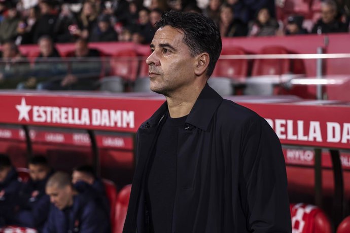 Michel Sanchez, head coach of Girona FC looks on during the Spanish league, La Liga EA Sports, football match played between Girona FC and Valencia CF at Estadio de Montilivi on March 15, 2025 in Girona, Spain.