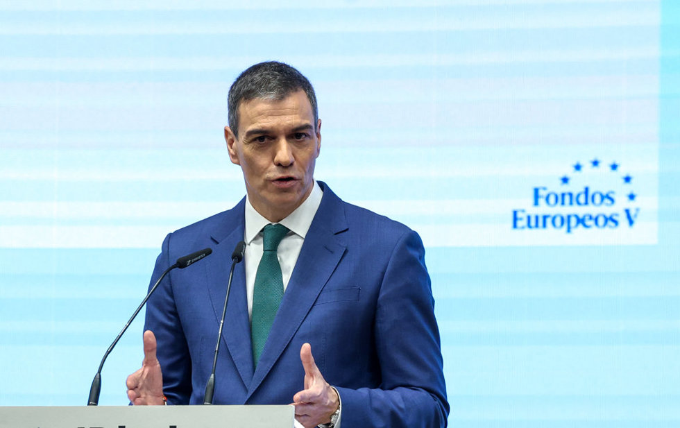 El presidente del Gobierno, Pedro Sánchez, durante la segunda jornada de la V edición del foro Fondos Europeos de elDiario.es. 