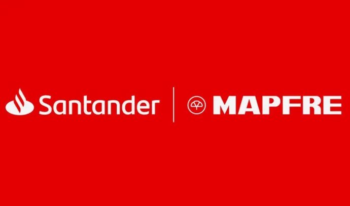 Archivo - Logos de Santander y Mapfre.
