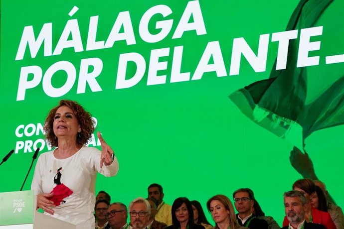 A secretária-geral do PSOE-A e primeira vice-presidente do governo, María Jesús Montero, no congresso do PSOE em Málaga.