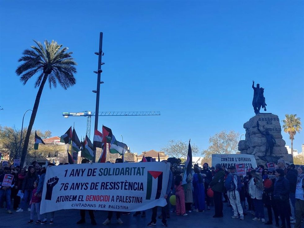 Más de 200 personas participan en la manifestación de este domingo en Palma por el Día Nacional de la Tierra Palestina