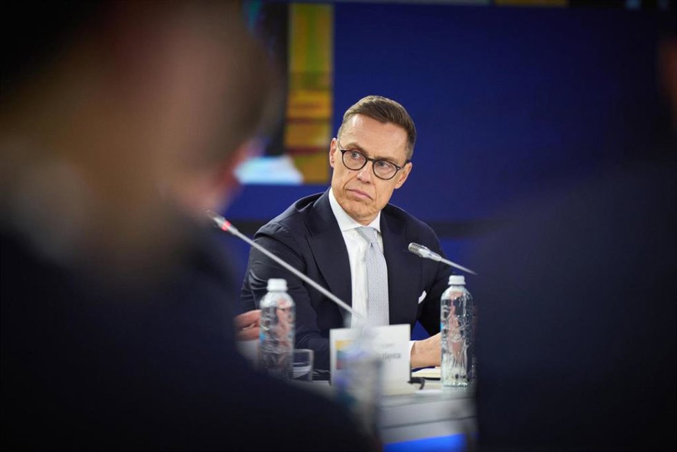 Archivo - El presidente de Finlandia, Alexander Stubb, durante un acto en la capital de Ucrania, Kiev (archivo)