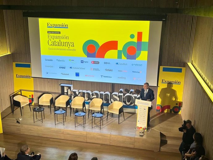 El alcalde de Barcelona, Jaume Collboni, durante su intervención en el 'Gran Encuentro Catalunya. Hacia un crecimiento sostenible' de Expansión, celebrado en el Recinte Modernista del Hospital de Sant Pau de Barcelona