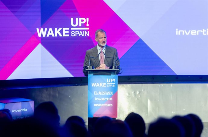 Archivo - Arquivo - O rei Felipe VI discursa durante a inauguração do Fórum Econômico Espanhol "Acorda, Espanha", no Palácio de Linares, em 15 de abril de 2024, em Madri (Espanha). Sob o título "As grandes oportunidades da Espanha em uma Europa em transfo