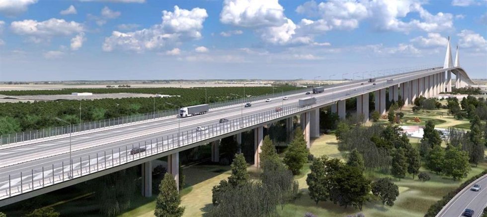 Proyecto del futuro puente de la SE-40 entre Dos Hermanas y Coria del Río.