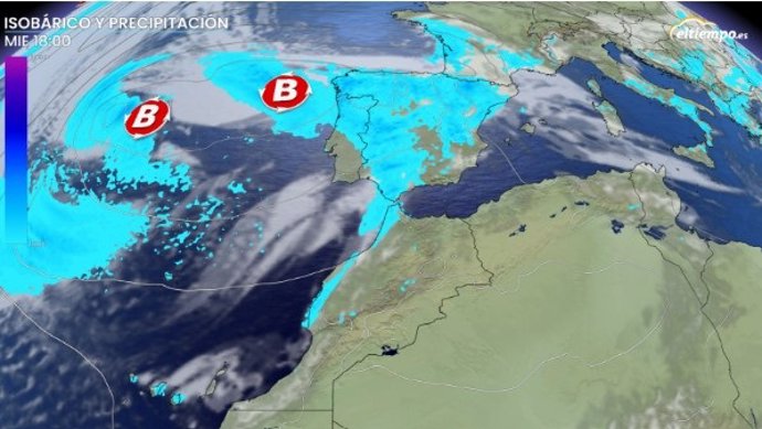 Una borrasca atlántica entrará mañana por Andalucía.