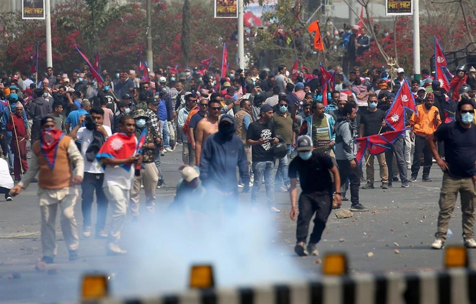 Imagen de archivo de las protestas en Nepal.