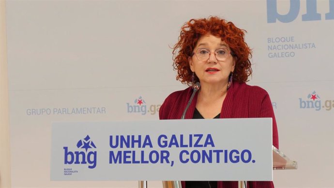 La diputado del BNG Montse Prado en rueda de prensa.