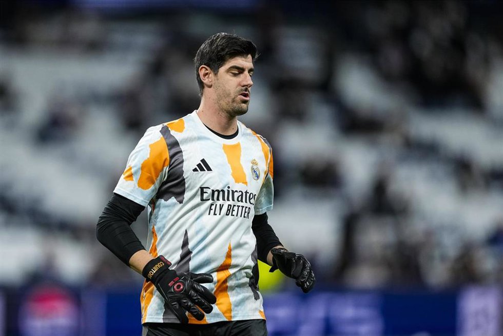 El portero del Real Madrid Thibaut Courtois, en un calentamiento. 