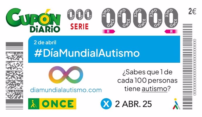 La ONCE dedica su cupón del 2 de abril al Día Mundial de Concienciación sobre el Autismo