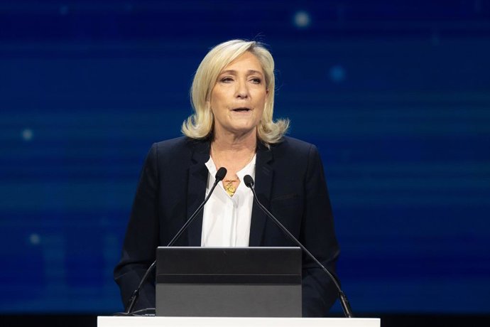 Archivo - La líder de Agrupación Nacional, Marine Le Pen, interviene durante la cumbre ‘Patriots’, en Hotel Marriott Auditorium, a 8 de febrero de 2025, en Madrid (España). Vox ha organizado en Madrid una cumbre de ‘Patriots’, formación que integra a los 