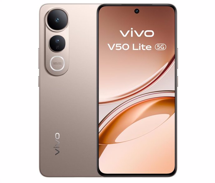Vivo V50 Lite em dourado
