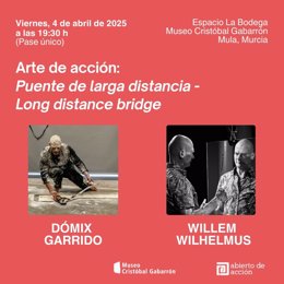 Cartel de la performance 'Puente de larga distancia', una acción conjunta de Dómix Garrido y Willem Wilhelmus