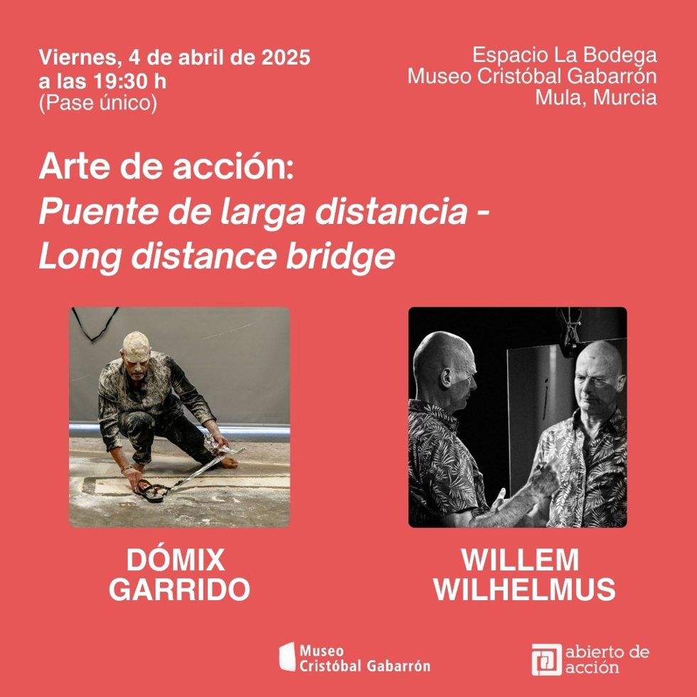 Cartel de la performance 'Puente de larga distancia', una acción conjunta de Dómix Garrido y Willem Wilhelmus