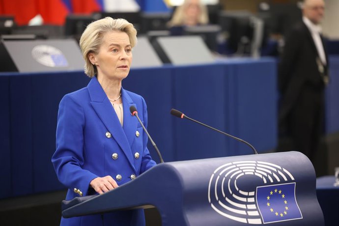 Archivo - Arquivo - A presidente da Comissão Europeia, Ursula von der Leyen, durante uma audiência no Parlamento Europeu (arquivo)