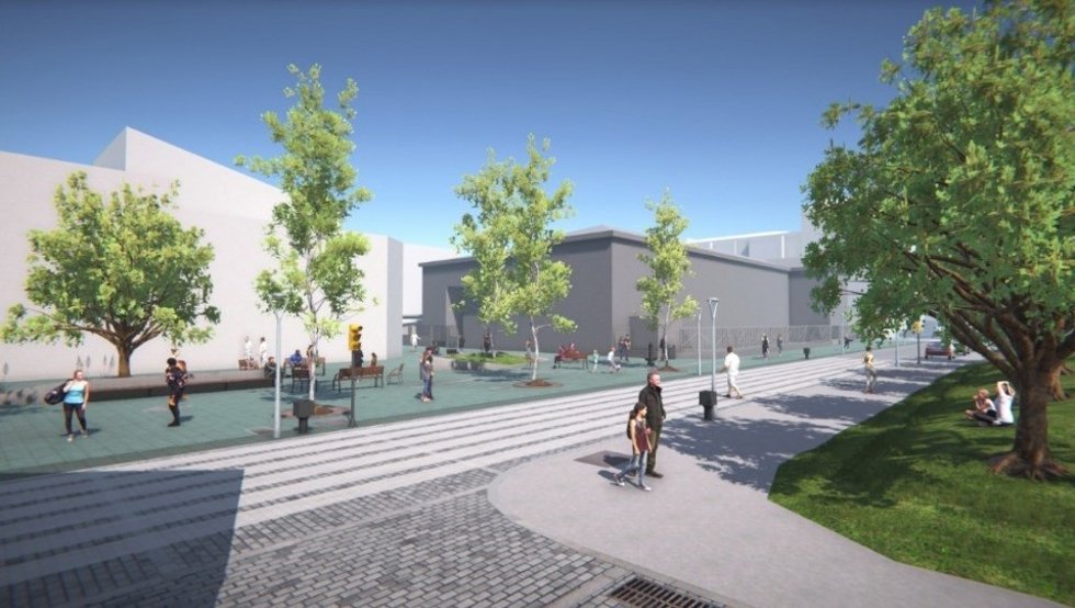 Archivo - Boceto del proyecto de un zona central de barrio junto al colegio 'La Escuelona'