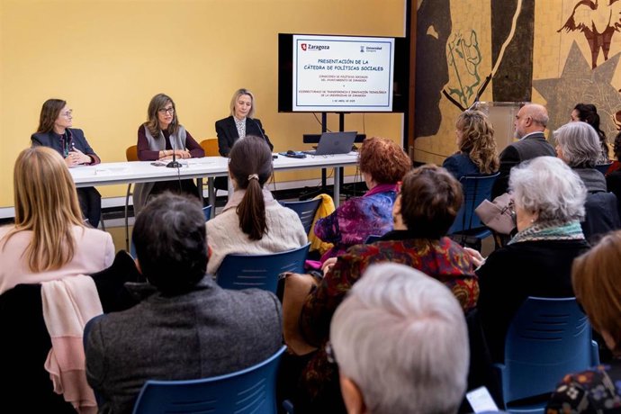 Presentacion de la cátedra de Políticas Sociales, creada entre el Ayuntamiento de Zaragoza y la UZ, dirigida a investigar, formar y divulgar