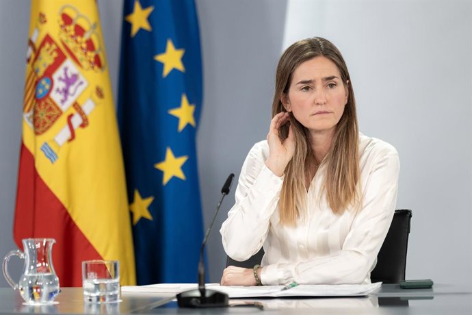 La vicepresidenta tercera y ministra para la Transición Ecológica, Sara Aagesen, durante una rueda de prensa posterior al Consejo de Ministros, en el Palacio de La Moncloa.