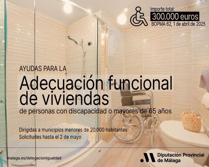Imagen promocional de las ayudas económicas para la adecuación funcional de viviendas para personas con discapacidad o mayores de 65 años que residan en municipios menores de 20.000 habitantes.