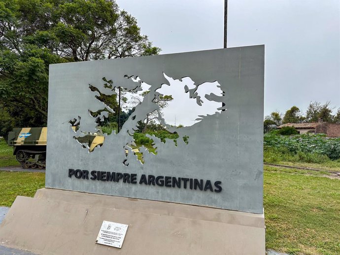 Archivo - April 3, 2024, San Jose De Metan, Salta Province, Argentina: A memorial to the Malvinas War in San Jose de Metan, Argentina.  The sign translates to ''Forever Argentines.