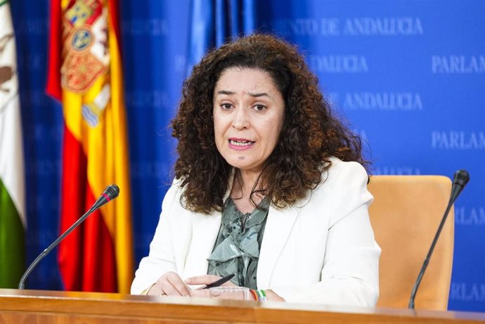La portavoz del Grupo Por Andalucía, Inma Nieto, este miércoles en rueda de prensa. 