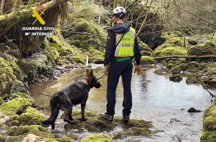 Fotografía de la búsqueda realizada en el día de hoy en el Arroyo de Panes del municipio de Valdáliga por efectivos del GREIM