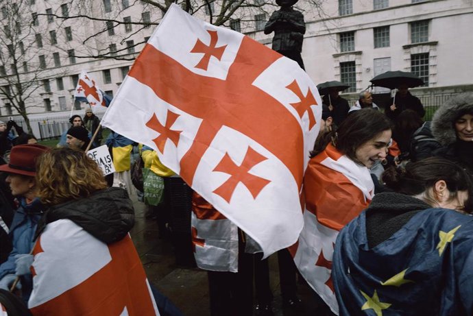 Archivo - Imagen de archivo de protestas contra el Gobierno de Georgia. 