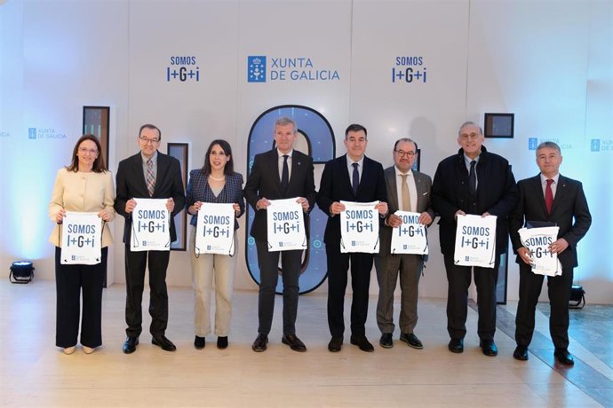 Rueda participa en el acto de presentación del 'Plan Galego de Investigación e Innovación 2025-2027'.