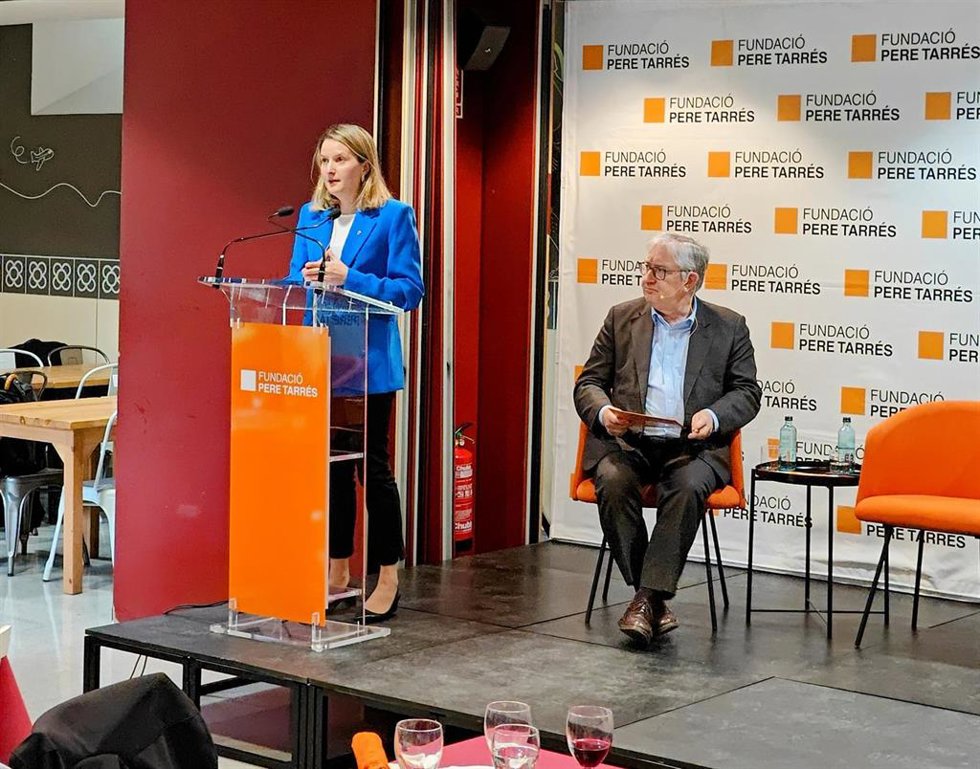 La consellera de Derechos Sociales e Inclusión, Mnica Martínez Bravo, durante su intervención en el Frum Social Pere Tarrés.
