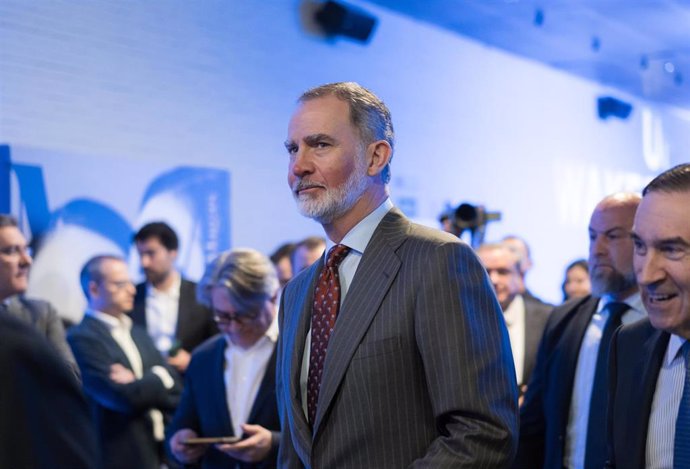 El Rey Felipe VI durante la inauguración de la V edición del foro económico español ‘Wake Up, Spain!’, en Casa de América, a 31 de marzo de 2025, en Madrid (España)